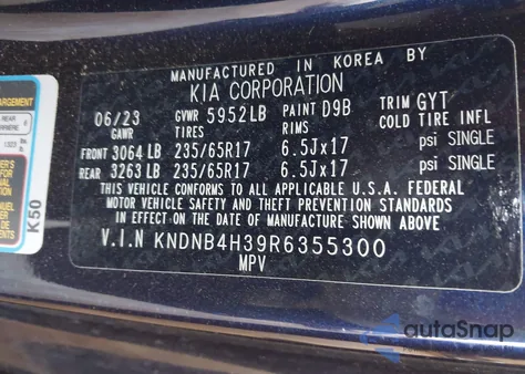 2024 Kia Carnival Mpv Lx Seat Package из США, поврежденный, VIN KNDNB4H39R6355300